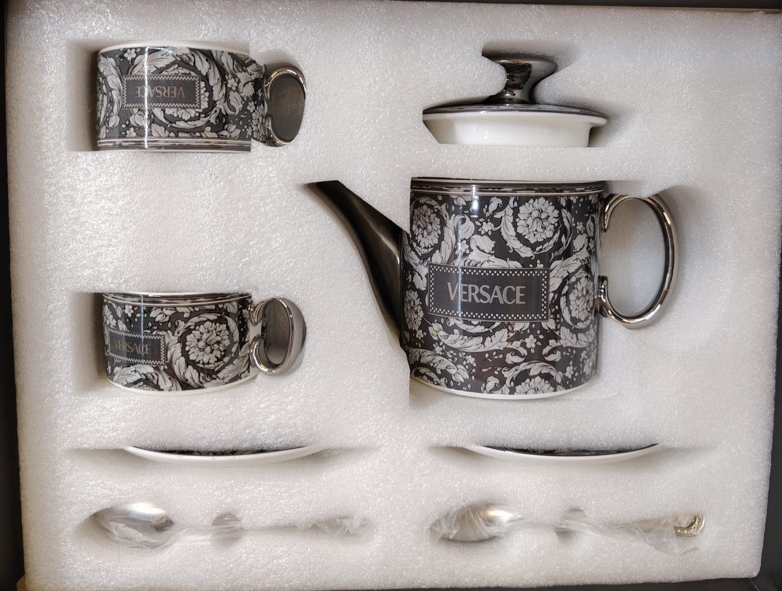 Versace Tea set of two cups and pot - Versace Cups | Aleppo Gift UAE